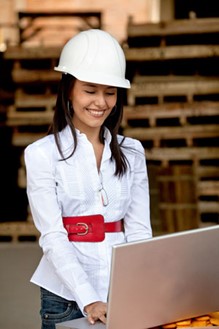 Woman in warehouse